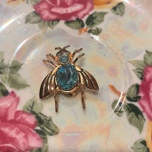 Coro Pegasus Fly Pin Baby Blue Rhinestones